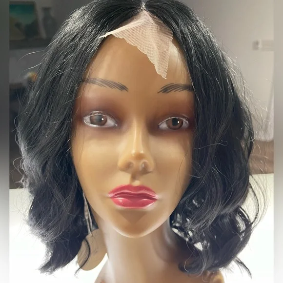 HAIR, 12” long, Wavy, center part, Black - Picture 3 of 8